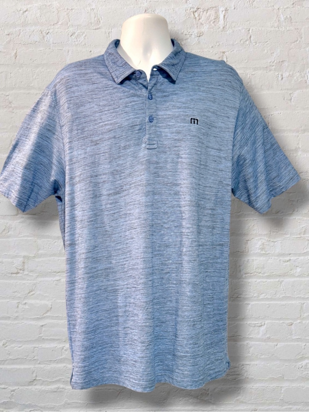 TravisMathew XL Heather Blue Performance Golf Polo Shirt Stretch Casual Men’s
